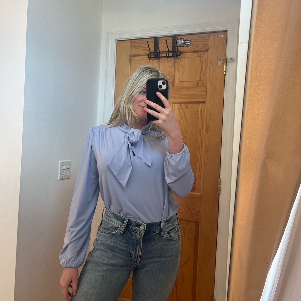 Ann Taylor Purple Tie-Neck Blouse